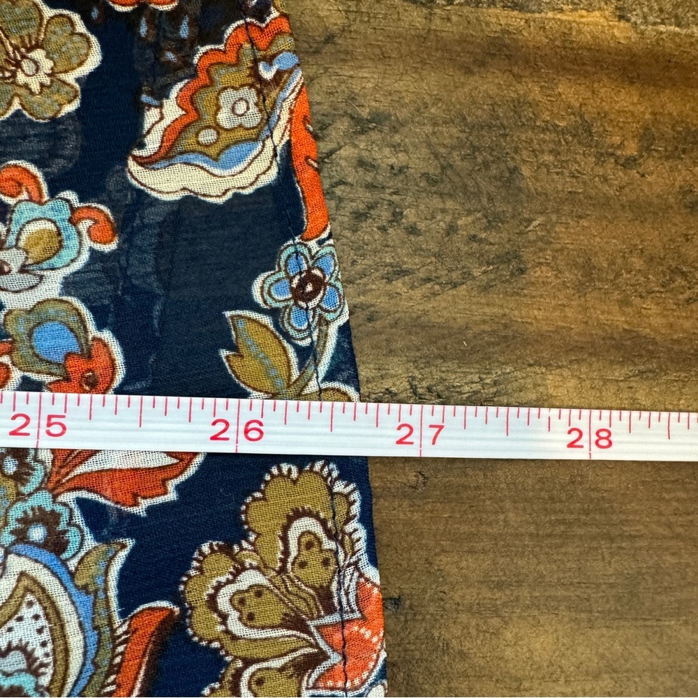 Sheer Fall Paisley Floral Blouse w/ Mother of Pearl Buttons Sz XL Button Sleeve - Picture 12 of 13